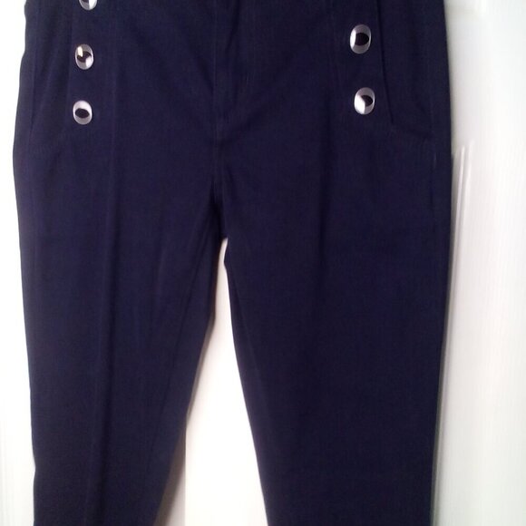 Loft Pants Women 25 0 Skinny Ankle Button Detail Blue - Picture 5 of 14